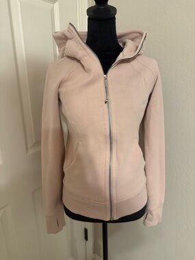 Light Blush Zip-Up Hoodie Jacket - Zip Up Scuba